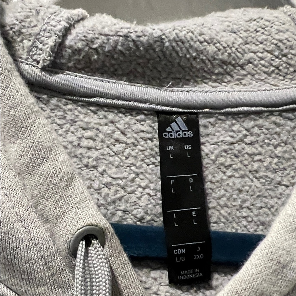Adidas Men's Light Gray Hoodie - Picture 2 of 8
